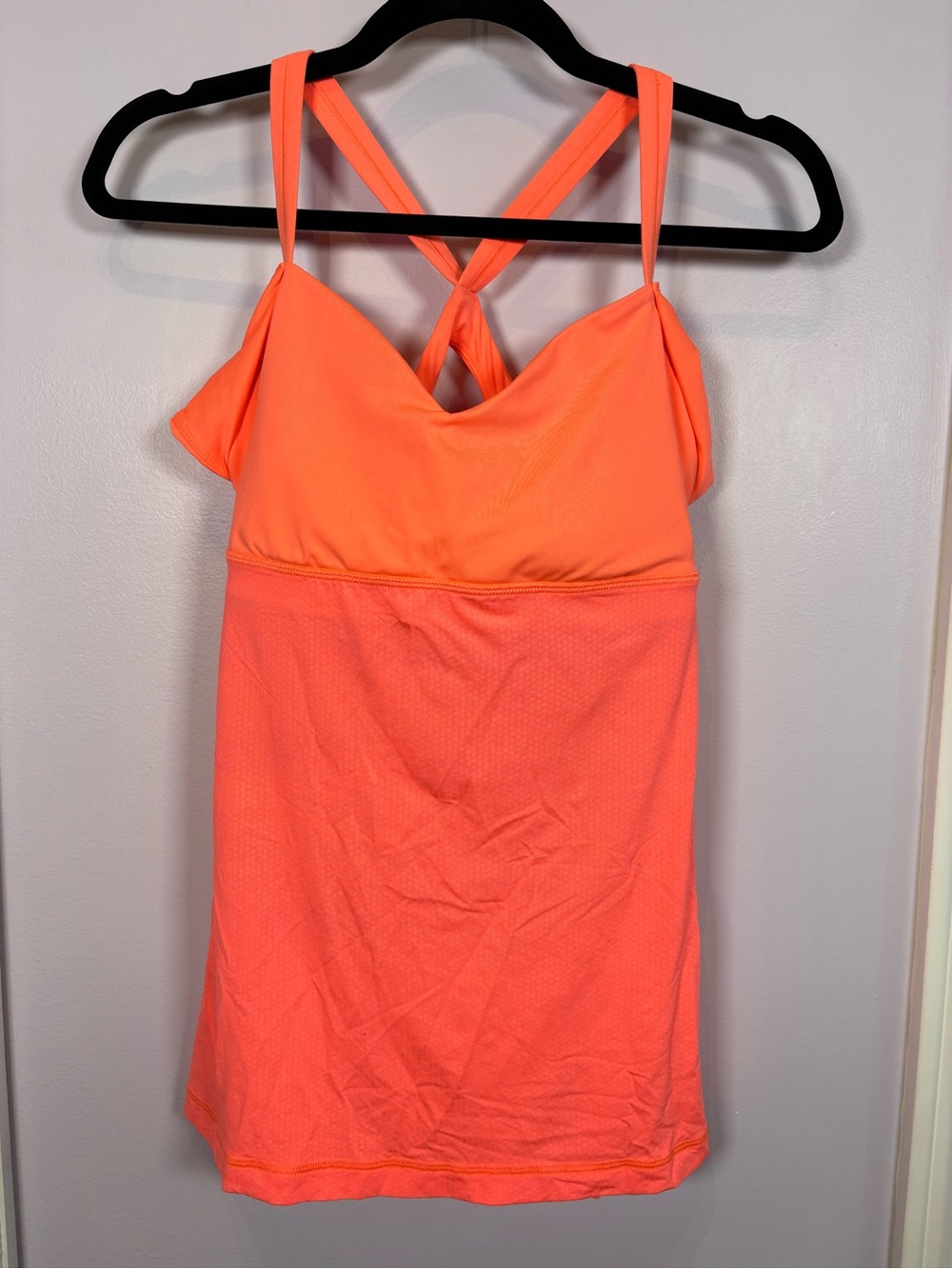 lululemon athletica Wrap It Up Coral Orange Cross-Back Workout Tank Size 10